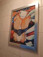 Grappig dikke dames Schilderij met Lijst  Diamind painting, Ophalen of Verzenden