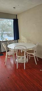 Eettafel wit met 6 stoelen, Huis en Inrichting, Tafels | Eettafels, Ophalen, Kunststof, Gebruikt, 100 tot 150 cm