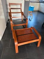 Ikea Poang stoel met voetenbank, Huis en Inrichting, Stoelen, Ophalen, Gebruikt, Bruin, Eén