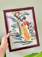 Vintage porceleinen schilderij Chinese tegel lijst, Ophalen of Verzenden