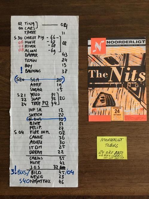 Nits Setlist&Ticket Ting Tour Noorderligt Tilburg 24Okt1992, Verzamelen, Muziek, Artiesten en Beroemdheden, Zo goed als nieuw