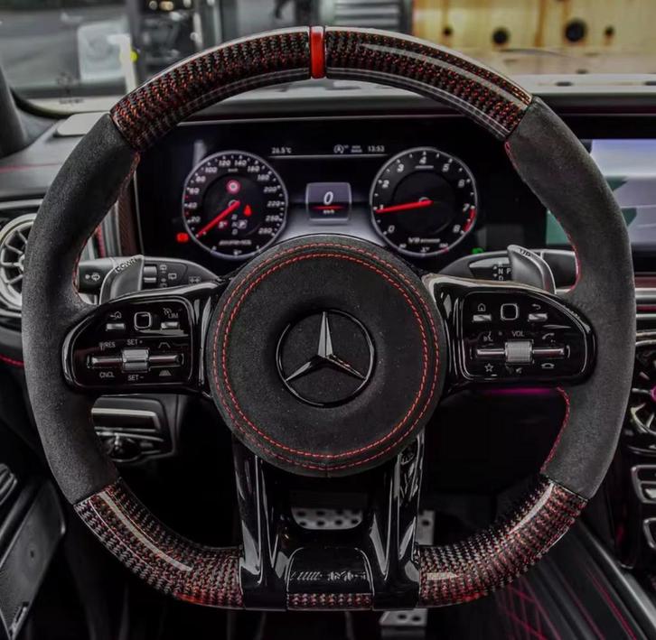 Mercedes reflectief rood carbon upgrade stuur compleet AMG, Auto diversen, Tuning en Styling, Verzenden