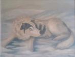 Olieverfschilderij Husky 75x60, Antiek en Kunst, Ophalen