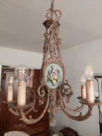 Vintage Hanglamp met Bloemen Decoratie, Huis en Inrichting, Lampen | Hanglampen, Ophalen, Gebruikt, Vintage, Metaal