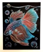 Acrylic Hand Painted Betta fish Painting On Canvas 40x50cm, Ophalen of Verzenden
