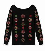 Desigual Trui Zwart Geborduurd XXL (44/46), Desiqual, Zwart, Maat 42/44 (L), Ophalen of Verzenden