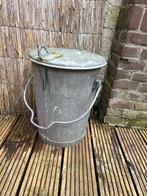Vintage gegalvaniseerde emmer met deksel (asvat), Huis en Inrichting, Emmers, Ophalen, Gebruikt, Zink, Met deksel