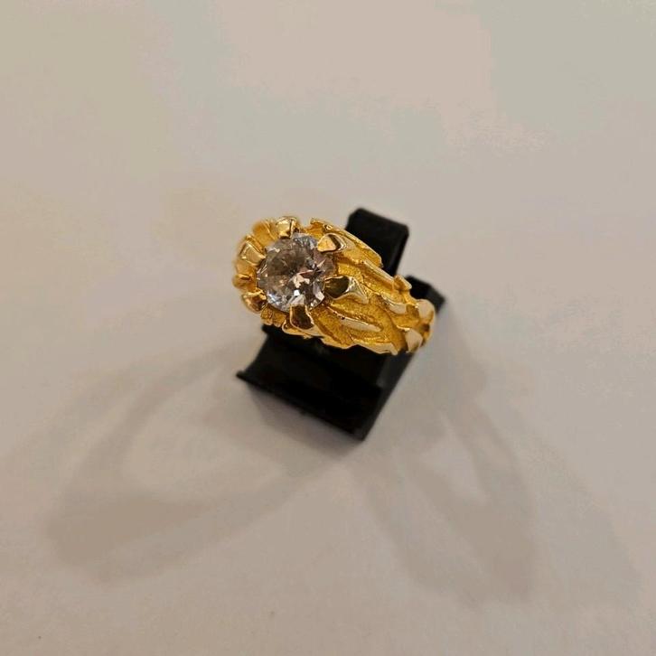 14 karaats gouden Surinaamse nugget ring geelgoud bewerkt, Sieraden, Tassen en Uiterlijk, Ringen, Zo goed als nieuw, Dame, Kleiner dan 17