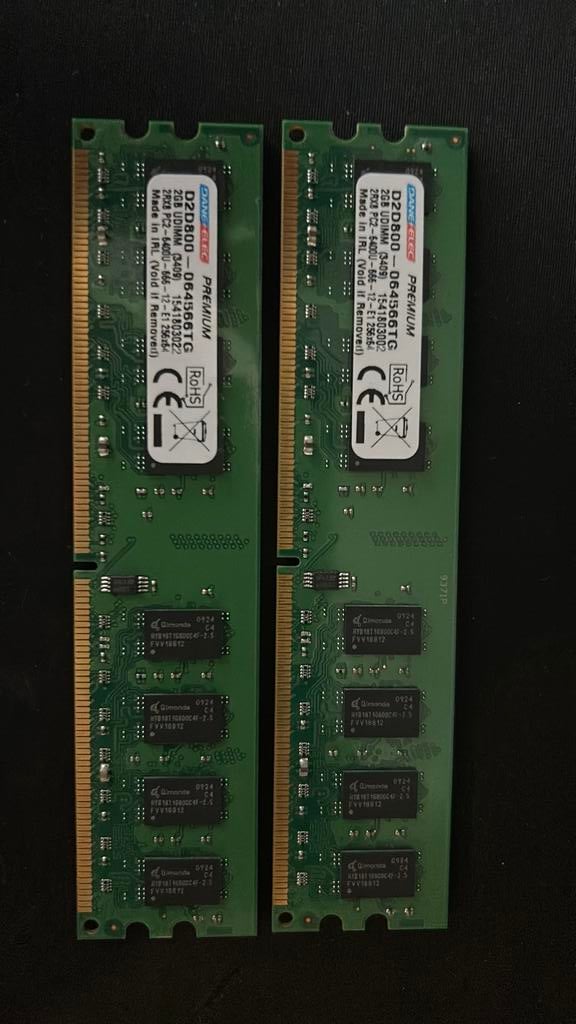 4gb kit DDR2 D2D800-064566TG, Computers en Software, RAM geheugen, Ophalen of Verzenden, Zo goed als nieuw, DDR2, Desktop