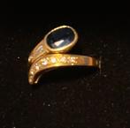 18K Gouden Ring met Saffier - Maat 52, Ophalen of Verzenden, Met edelsteen, Dame, Goud