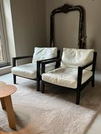 Poliform Camilla Fauteuils - Wit Leder, Zwart Hout, Huis en Inrichting, Fauteuils, Ophalen, Zo goed als nieuw, Hout, 75 tot 100 cm