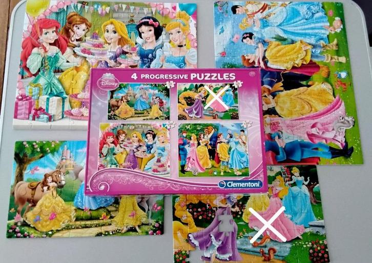 Disney Princess legpuzzels (4 puzzels, 1 puzzel niet complee, Kinderen en Baby's, Speelgoed | Kinderpuzzels, Gebruikt, 6 jaar of ouder