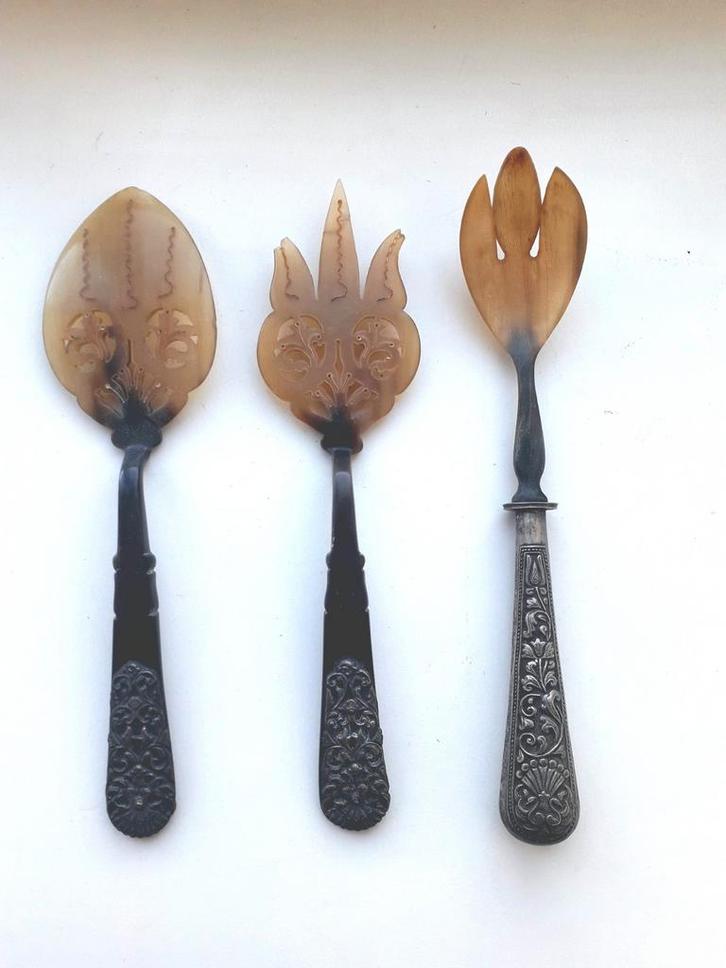 Djokja zilveren Salade Bestek Set, Antiek en Kunst, Antiek | Bestek, Verzenden