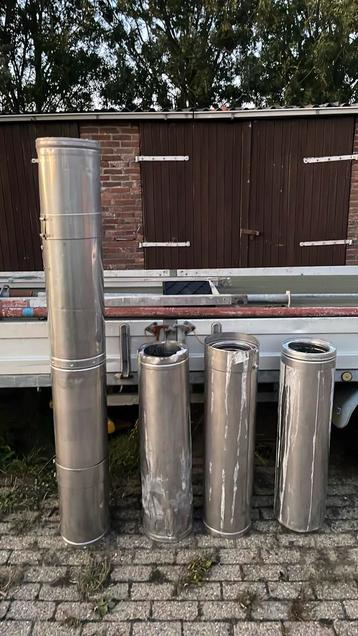 RVS Kachelpijp - 5 stuks van ongeveer 1 meter beschikbaar voor biedingen