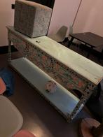 side table turquoise met panterprint, Huis en Inrichting, Tafels | Sidetables, Ophalen, Gebruikt, 150 tot 200 cm, Landelijk vrolijk