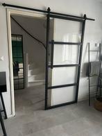 Barnwood Schuifdeur Zwart (Staal look) incl railsysteem, Ophalen, Binnendeur, Zo goed als nieuw, Schuifdeur