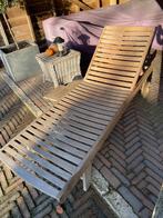 Massief teakhouten ligbed, Tuin en Terras, Ophalen, Gebruikt, Teakhout, Verstelbaar