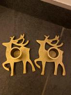 Set van 2 gouden rendier kandelaars, Antiek en Kunst, Ophalen of Verzenden, Koper of Brons