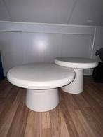 2 ronde salontafels gebroken wit, Huis en Inrichting, Ophalen, Rond, 50 tot 100 cm, Zo goed als nieuw