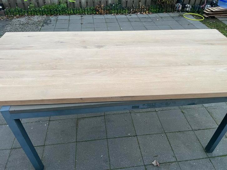 Gebruikt Eiken Tafelblad 220x100x4 cm, Huis en Inrichting, Tafels | Eettafels, Gebruikt, 100 tot 150 cm, 200 cm of meer, Vijf personen of meer
