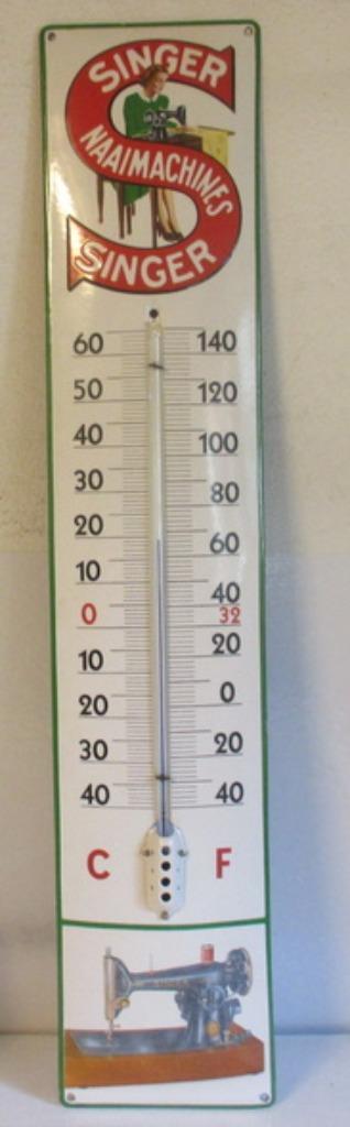 mooie Ferro emaille thermometer Singer naaimachines beschikbaar voor biedingen
