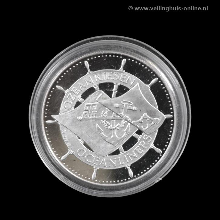Herdenkingspenning Oceanliners, Postzegels en Munten, Penningen en Medailles, Zilver, Ophalen