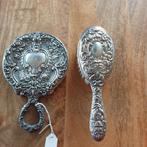 Antieke zilveren handspiegel en zilveren borstel., Antiek en Kunst, Antiek | Goud en Zilver, Ophalen of Verzenden