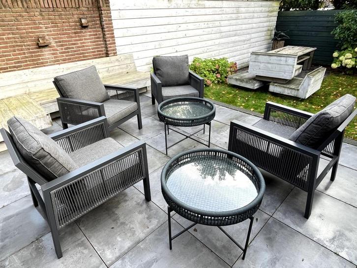 Compleet tuinset, Tuin en Terras, Tuinsets en Loungesets, Zo goed als nieuw, Tuinset, Aluminium, 4 zitplaatsen, Bijzettafel, Stoel