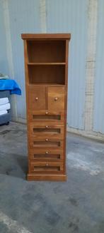 Teak houten kast met glazen lades, Huis en Inrichting, Kasten | Buffetkasten, Ophalen, Gebruikt, Glas, Vintage