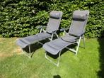 2 Crespo campingstoelen met losse voetensteun, Caravans en Kamperen, Kampeermeubelen, Ophalen, Gebruikt, Campingstoel