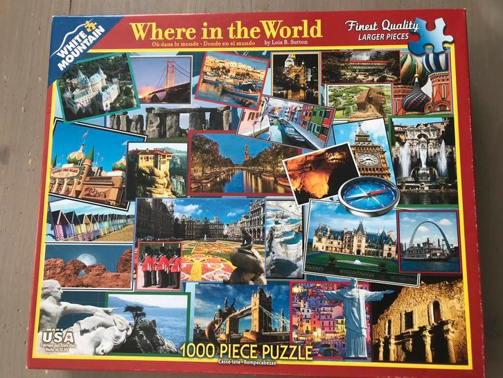 White Mountain - puzzel Where in the world, Hobby en Vrije tijd, Denksport en Puzzels, Gebruikt, Legpuzzel, 500 t/m 1500 stukjes
