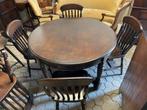 POKERTAFEL met 6 houten stoelen MANCAVE bruin café VINTAGE, Ophalen, Gebruikt