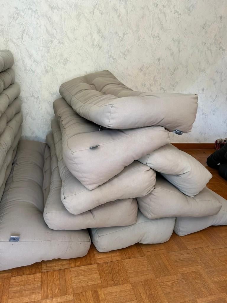 9 Palletkussens Grijs Langwerpig 120 x 40, Ophalen of Verzenden, Gebruikt, Grijs, Rechthoekig