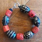 Afrikaanse Armband met Bloedkoraal en Kralen, Sieraden, Tassen en Uiterlijk, Armbanden, Ophalen of Verzenden