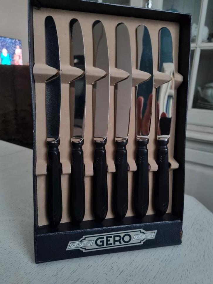 Gero 581 dinermessen met ebba heften in displaydoos, Antiek en Kunst, Antiek | Bestek, Ophalen of Verzenden