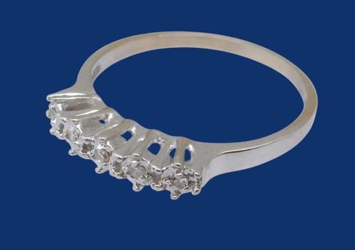 14 karaat Wit Gouden Alliance Rij-Ring Ring Ring 5 Diamanten, Sieraden, Tassen en Uiterlijk, Ringen, Nieuw, Dame, 18 tot 19, Wit