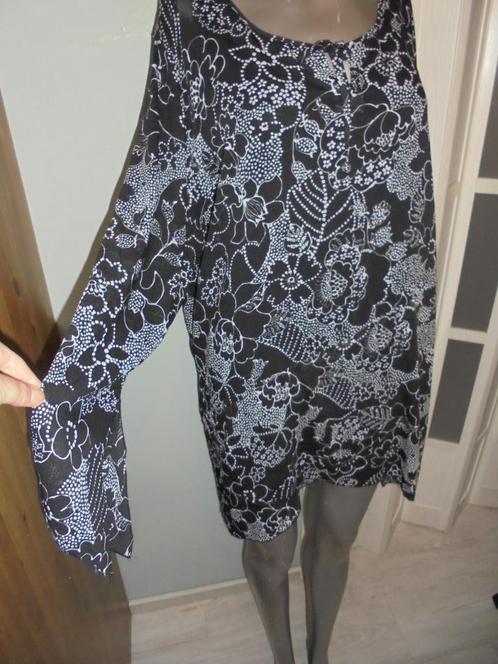 miss Etam prachtige wijde blouse zwart wit maat 50, Kleding | Dames, Grote Maten, Zo goed als nieuw, Blouse of Tuniek, Zwart, Ophalen of Verzenden