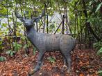 Bronzen Dierenbeeld - Prachtig Hert, Tuin en Terras, Ophalen of Verzenden, Gebruikt, Metaal, Dierenbeeld