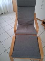 Poang stoel met voetenbankje grijs, Huis en Inrichting, Stoelen, Ophalen, Hout, Gebruikt, Eén