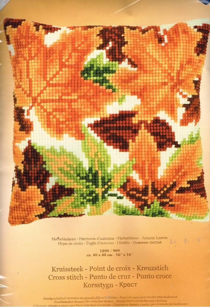 Cado vervaco borduurpakket kussen herfstbladeren, Hobby en Vrije tijd, Borduren en Borduurmachines, Nieuw, Borduurpakket, Handborduren