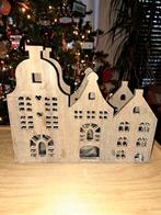 Grachtenpandjes  met waxinelichthouder, Huis en Inrichting, Bruin, Ophalen of Verzenden, Zo goed als nieuw, Hout