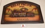 Great pacific railways 1850, houten wandbord, Trein, Gebruikt, Overige typen, Onbekend