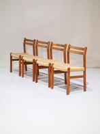4x Eetkamerstoelen papercord teak Deens vintage, Huis en Inrichting, Stoelen, Ophalen, -, Hout, Zo goed als nieuw