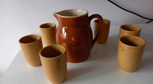 Vintage Grespots Digoin kan met bekers in zeer goede staat!, Antiek en Kunst, Antiek | Keramiek en Aardewerk, Ophalen of Verzenden