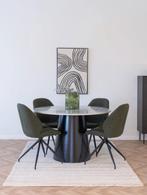 Ronde eettafel NAGANO Ø120 cm Marmerlook, Ophalen, Japandi, Scandinavisch, Rond, Nieuw