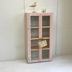 Brocante antieke vitrinekast industieel gaas landelijke kast, 50 tot 100 cm, 25 tot 50 cm, Ophalen, Niet bekend