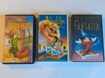 3 VHS Disney - Aladdin, Fantasia & Robin Hood, Cd's en Dvd's, VHS | Kinderen en Jeugd, Gebruikt, Tekenfilm, Alle leeftijden, Ophalen of Verzenden