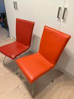 2 Framati Design Lederen Stoelen - Oranje & Rood, Huis en Inrichting, Ophalen, Twee, Overige kleuren, Leer