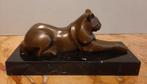 Bronzen beeld van een liggende kat, Antiek en Kunst, Antiek | Koper en Brons, Ophalen of Verzenden, Brons