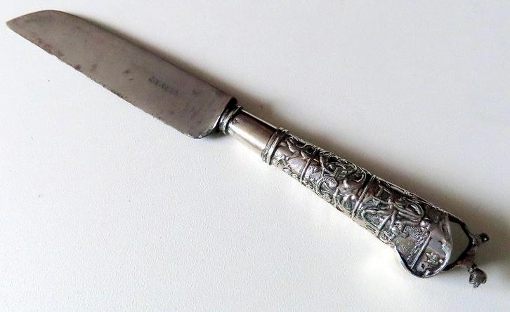 Antiek zilveren zeeuws mes (no 8) gedecoreerd ,ca 1880, incl, Antiek en Kunst, Antiek | Goud en Zilver, Verzenden